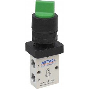 Distribuitor 3/2 seria S3 G1/8 cu actionare tip selector culoare verde