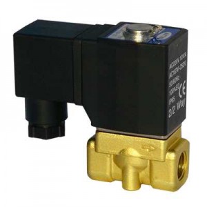 Vana control fluide din alama apa/aer/ulei normal deschisa 1/4" orificiu 3 mm cu bobina si conector - 110VAC