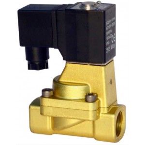 Vana control fluide din alama apa/aer/ulei normal deschisa 1" orificiu 25 mm cu bobina si conector - 110VAC